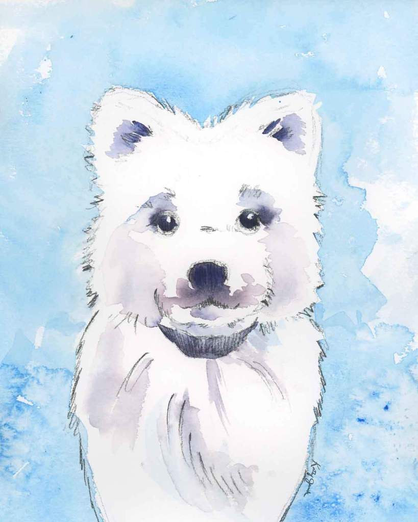819x1024 Samoyed Dog Wall Art Print Little Splashes Of Color - Samoyed Painting