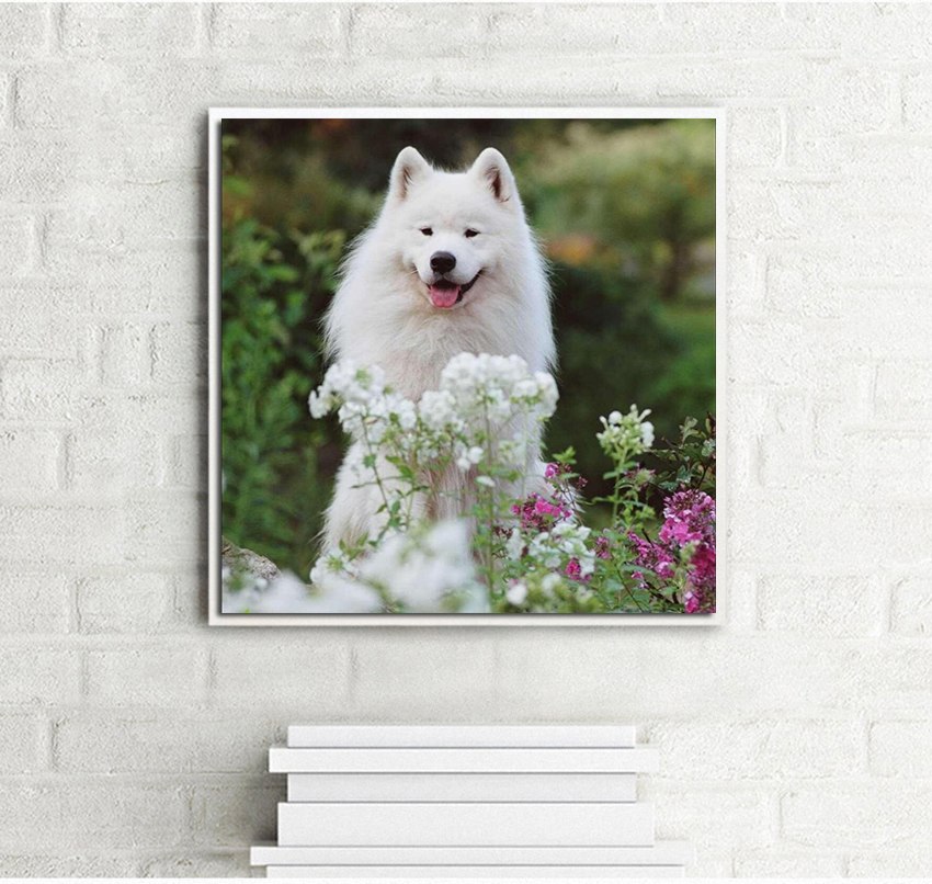 850x806 Rhinestone Painting Crystal Home Decor Diy Diamond Painting - Samoyed Painting