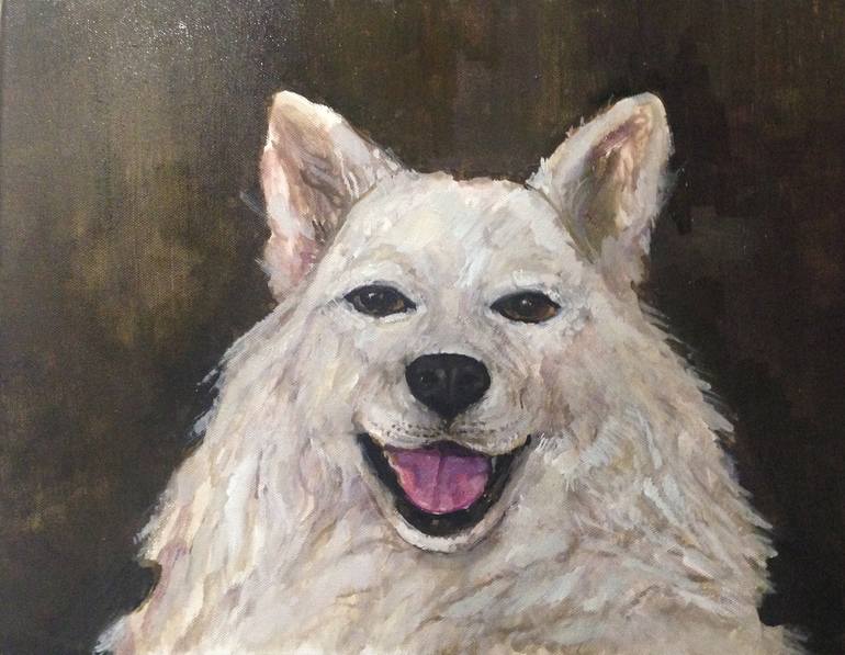 770x597 Saatchi Art Dog Samoyed Painting By Olga Zelinskaya - Samoyed Painting