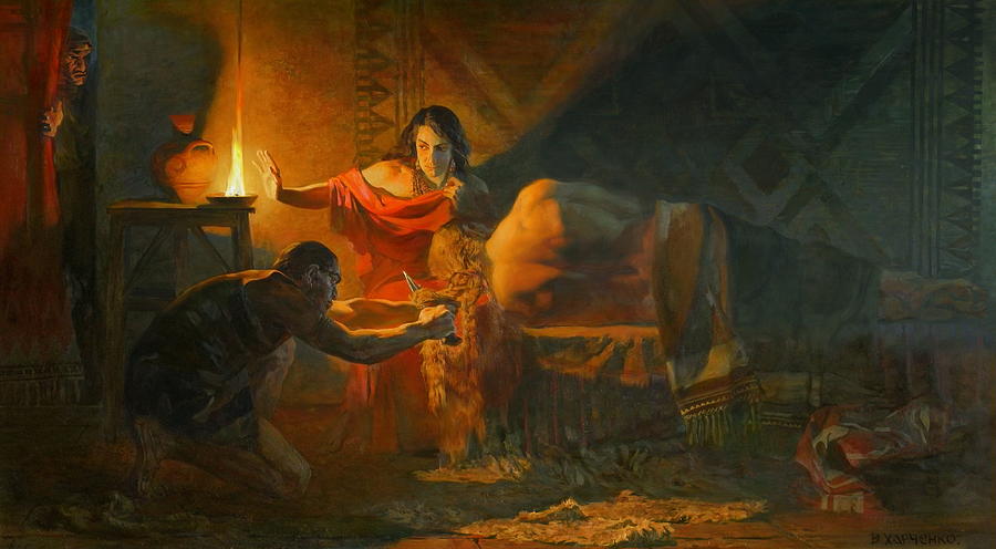 900x496 Samson And Dalida Painting By Victoria Kharchenko - Samson Painting