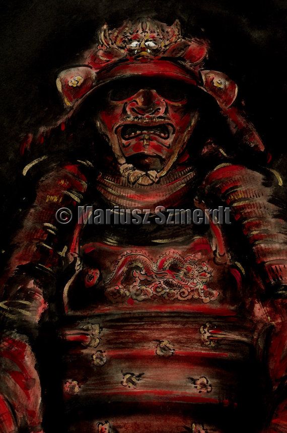 570x859 Samurai Armor Painting - Samurai Helmet Painting