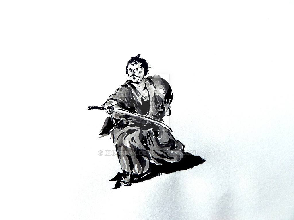 1024x768 Yojimbo Iaido - Samurai Ink Painting