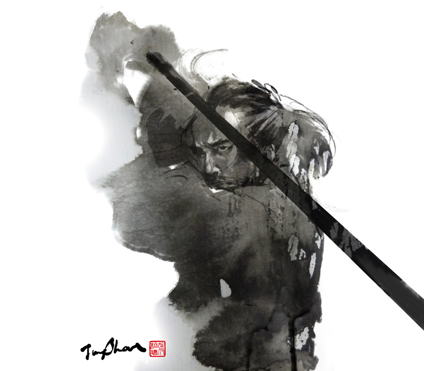 850x744 Drawn Samurai Ink - Samurai Ink Painting