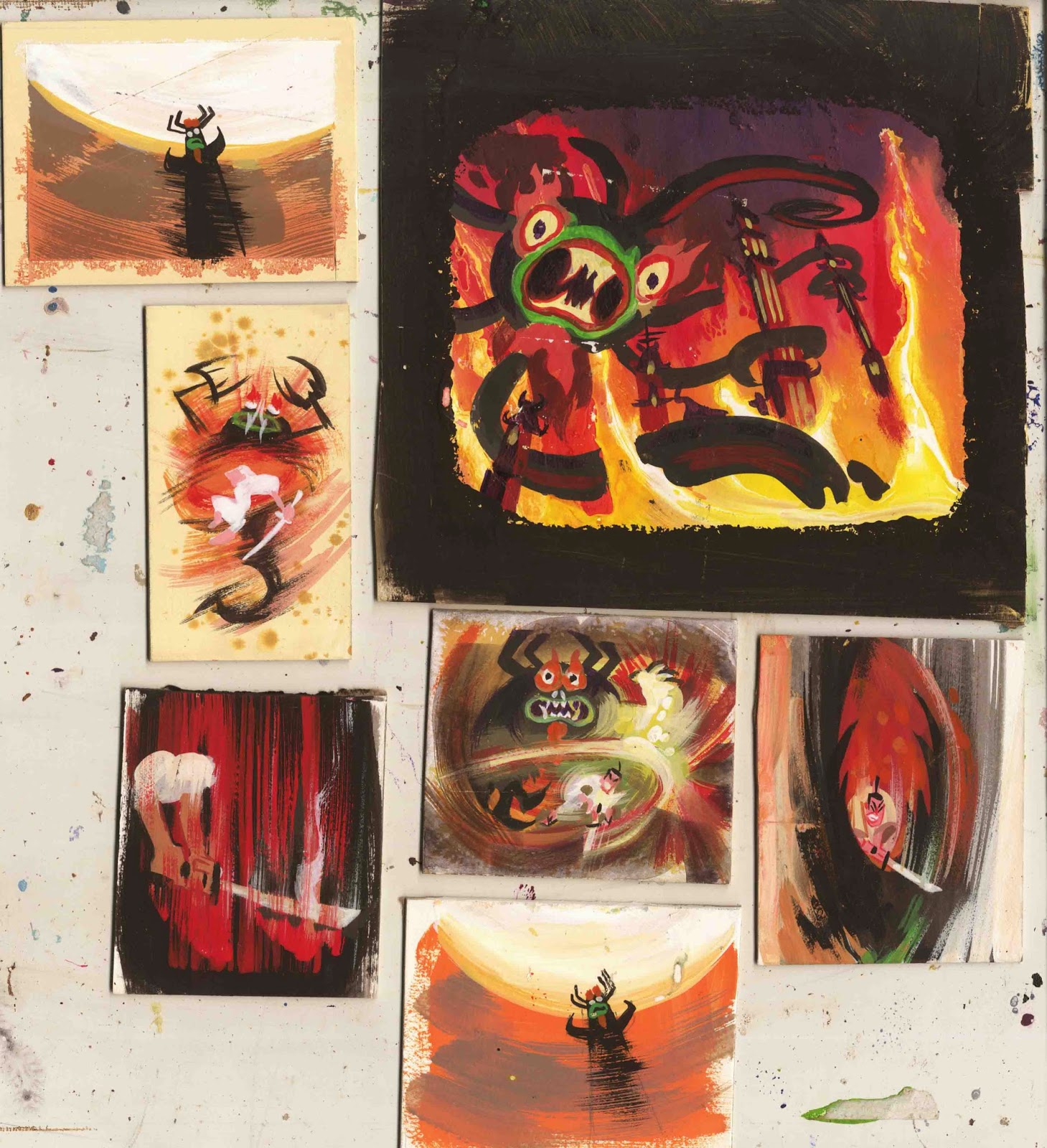 1459x1600 Mad About Cartoons Samurai Jack Tiny Title Studies. - Samurai Jack Painting