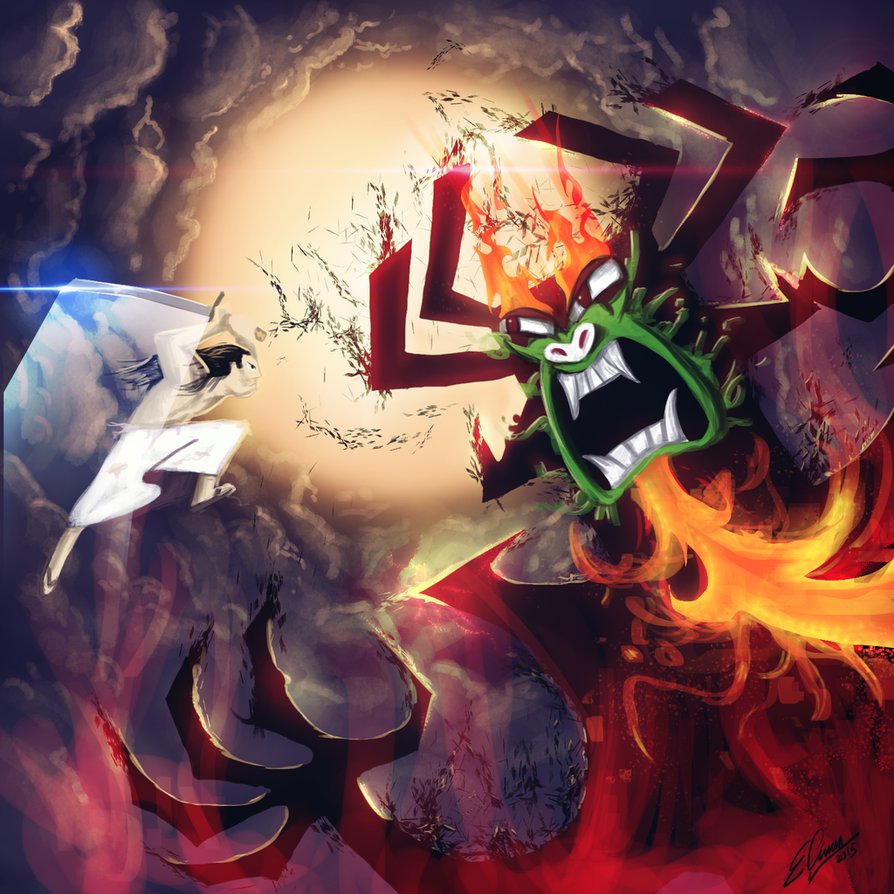 894x894 Samurai Jack Vs. Aku Digital Painting By Keatondesigns - Samurai Jack Painting