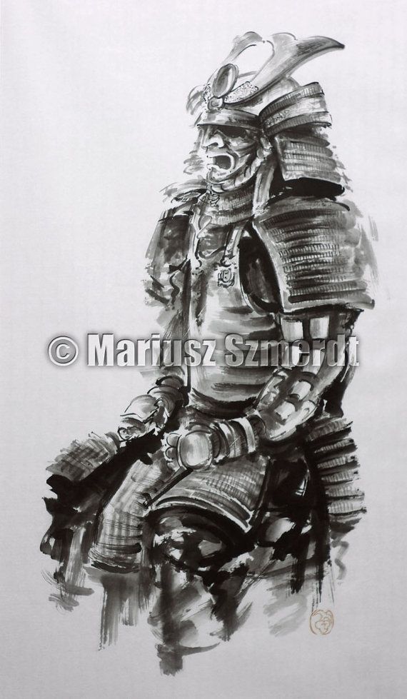 570x979 Samurai Armor Japan Warrior Original Handmade Painting Wall Decor - Samurai Painting