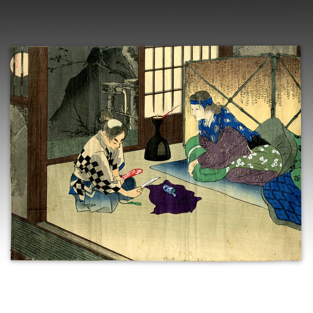 1000x1000 P1100 011 Seppuku Or Ritual Suicide Scene - Samurai Seppuku Painting