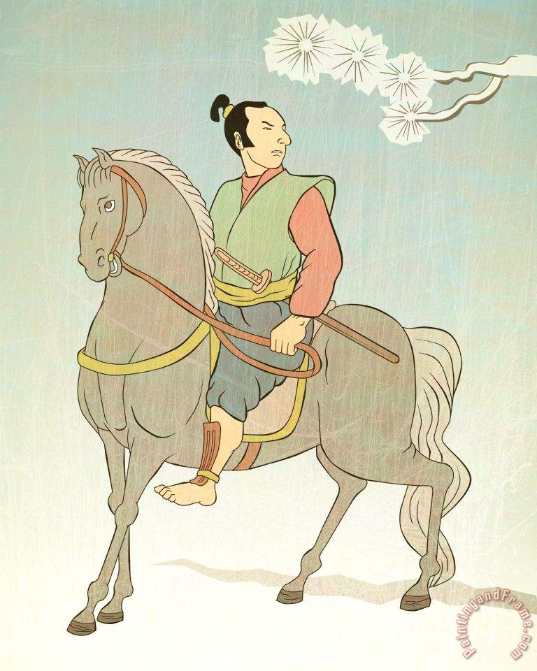 768x960 Collection 10 Samurai Warrior Riding Horse Painting - Samurai Warrior Painting