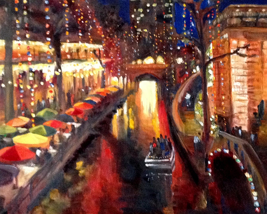 900x721 San Antonio Riverwalk Painting By Mary Marin - San Antonio Riverwalk Painting
