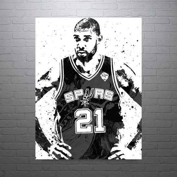 570x570 Tim Duncan San Antonio Spurs Sports Art Print Basketball - San Antonio Spurs Painting