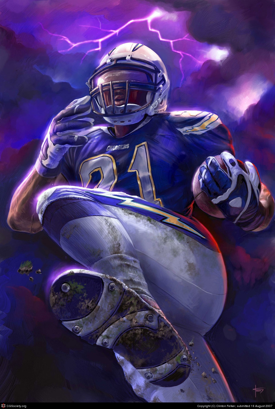 1095x1626 Ladainian Tomlinson San Diego Chargers By Cgfelker Clinton Felker - San Diego Chargers Painting