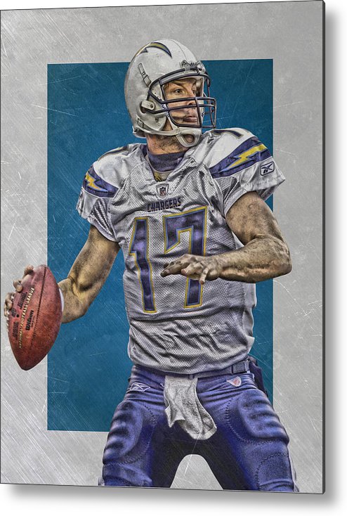 494x734 Philip Rivers San Diego Chargers Art Metal Print By Joe Hamilton - San Diego Chargers Painting