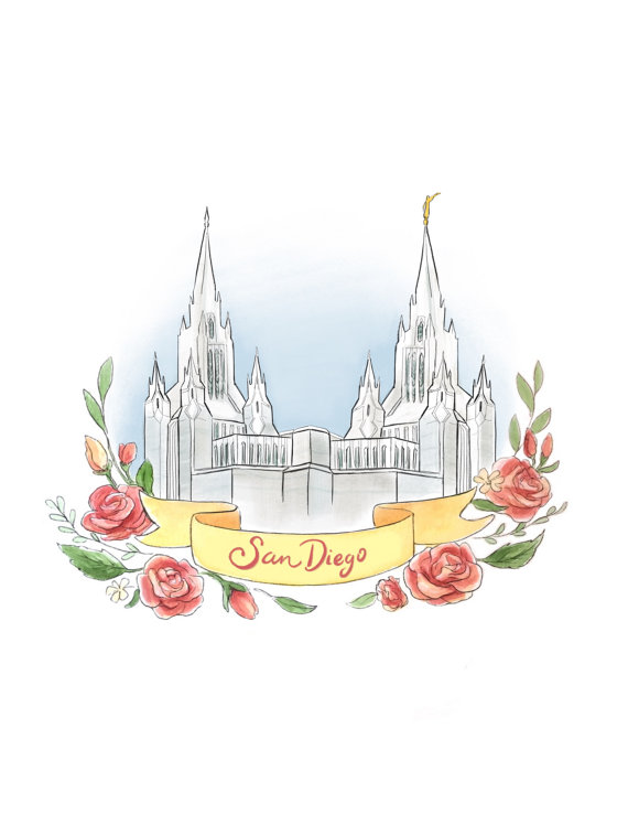 570x738 San Diego Lds Temple Latter Day Saint Art Mormon Painting - San Diego Temple Painting