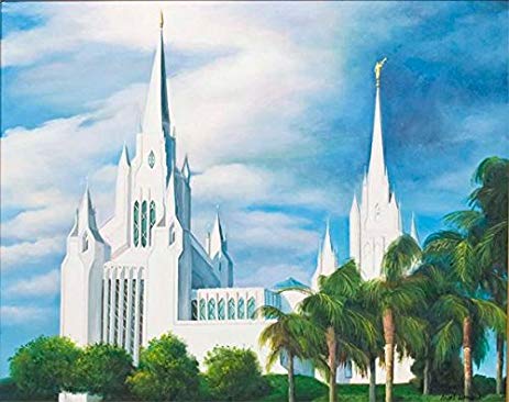 463x366 Hand Painted Oil Painting On Canvas, San Diego Temple - San Diego Temple Painting