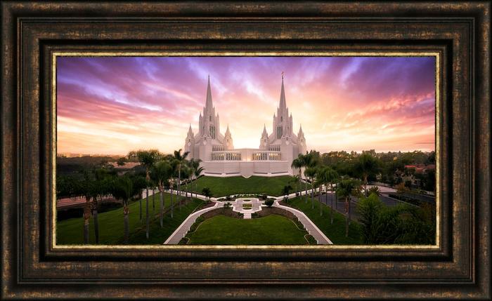 700x429 San Diego Temple From On High (23x38 Framed Canvas Giclee - San Diego Temple Painting