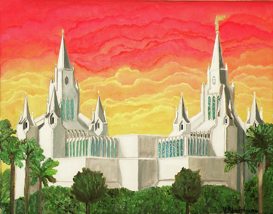 900x706 San Diego Temple Painting By Victoria Rhodehouse - San Diego Temple Painting