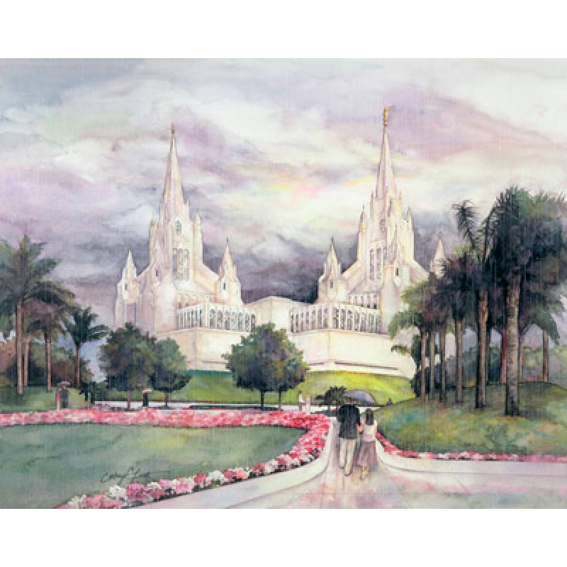 800x800 San Diego Temple Watercolor Painting - San Diego Temple Painting