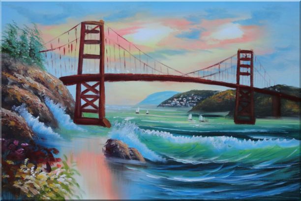 612x408 Golden Gate Bridge In San Francisco Oil Painting Seascape America - San Francisco Bridge Painting