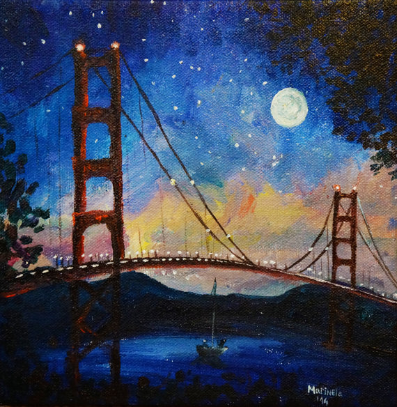 570x584 Moonshine - San Francisco Bridge Painting