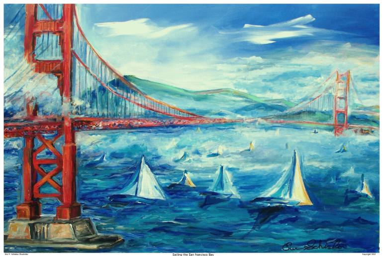 770x514 Saatchi Art Sailing The Golden Gate Bridge San Francisco Painting - San Francisco Bridge Painting