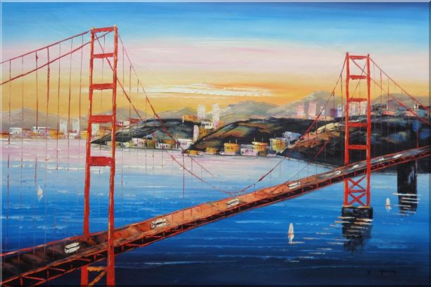 612x408 Golden Gate Bridge, San Francisco Oil Painting Cityscape America - San Francisco Bridge Painting
