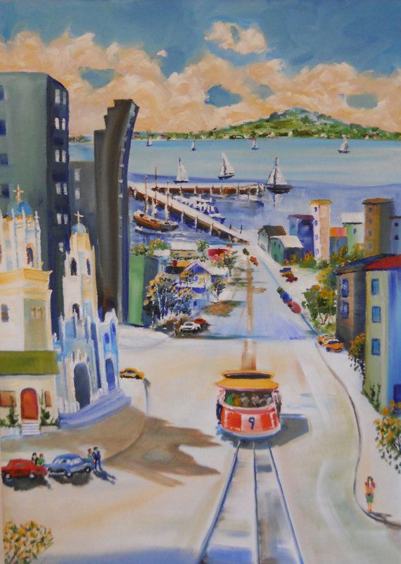 570x801 San Francisco Cable Car 9 Oil Painting Cable Car Oi By Danleasure - San Francisco Cable Car Painting