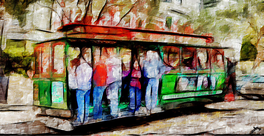 900x465 Cable Car De San Francisco Painting By Galeria Trompiz - San Francisco Cable Car Painting