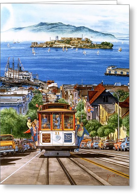 455x646 Trolley Of San Francisco Painting By John Yato - San Francisco Cable Car Painting
