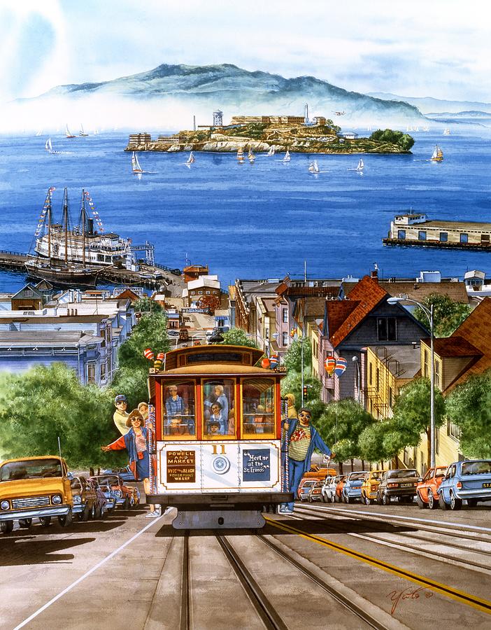 702x900 Trolley Of San Francisco Painting By John Yato - San Francisco Painting
