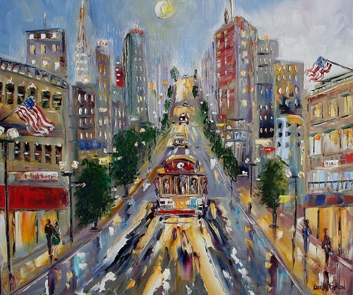 500x419 Cityscape Oil Paintings San Francisco Hills By Karen's Fine Art - San Francisco Painting