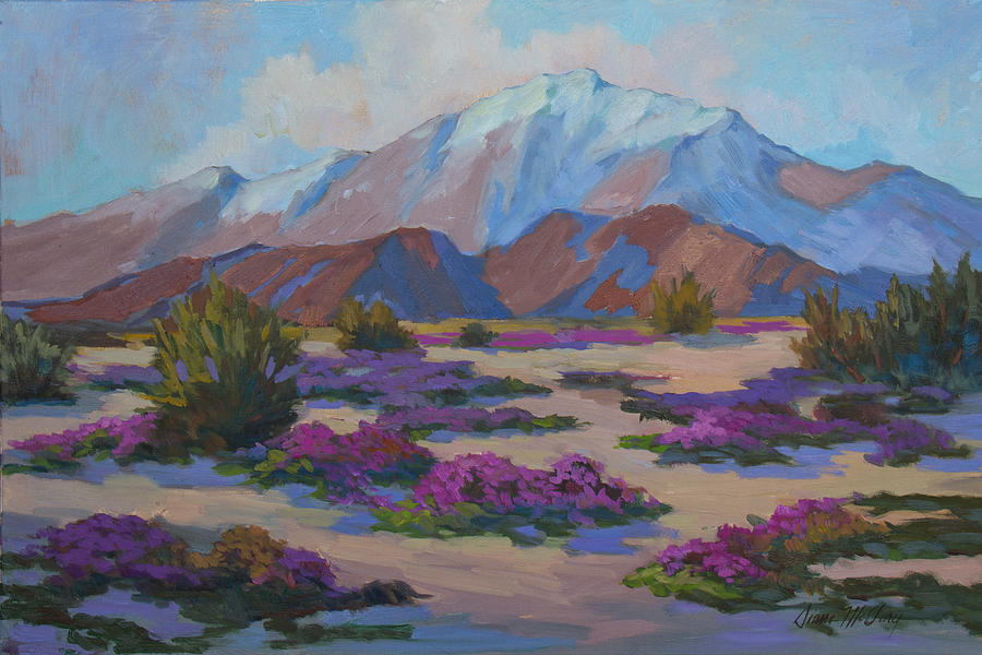 900x600 Mt. San Jacinto And Verbena Painting By Diane Mcclary - San Jacinto Painting