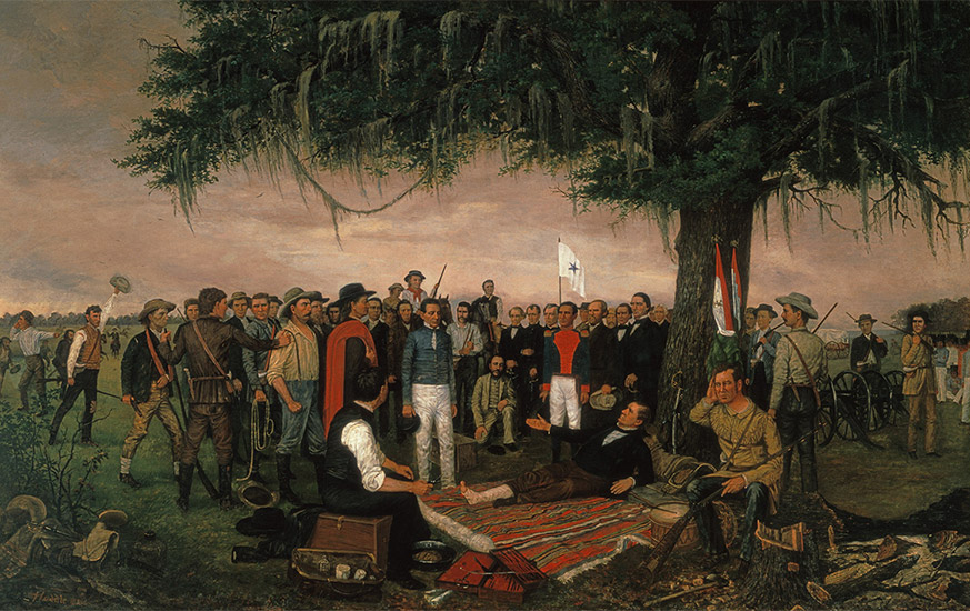 873x550 Painting, The Surrender Of Santa Anna By William Henry Huddle - San Jacinto Painting
