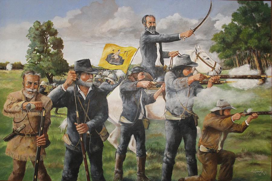 900x598 The Charge At San Jacinto Painting By Bob Hallmark - San Jacinto Painting