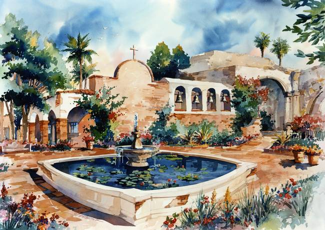 650x461 Mission San Juan Capistrano By Bill Drysdale - San Juan Painting