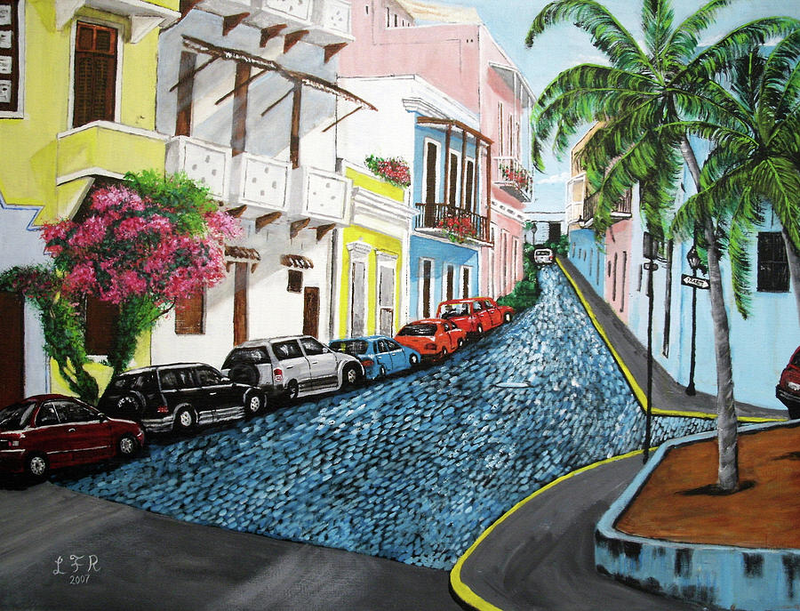 900x687 Colorful Old San Juan Painting By Luis F Rodriguez - San Juan Painting