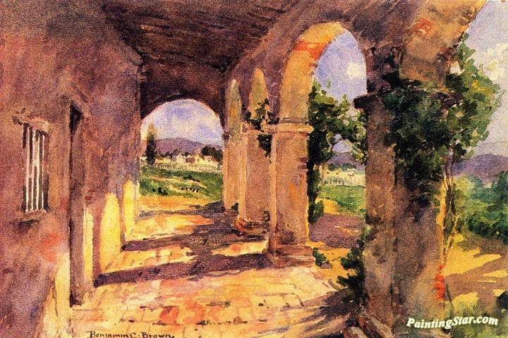720x480 Corridors Of San Juan Capistrano Artwork By Benjamin Chambers - San Juan Painting