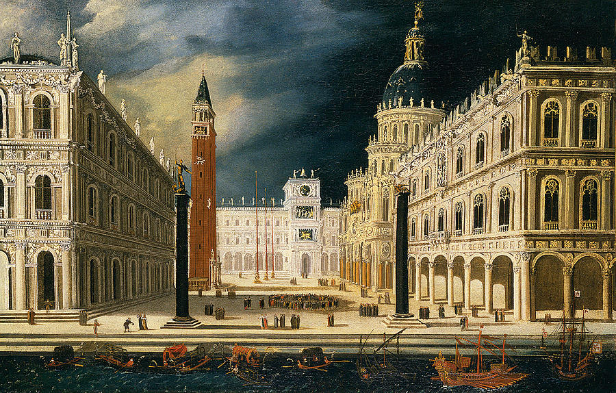 900x574 Venice A View Of San Marco From The Bacino Painting By Francois De - San Marco Painting
