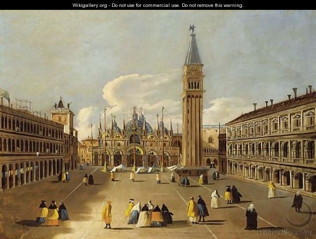 640x484 Venice A View Of The Piazza San Marco With Elegant Figures Dressed - San Marco Painting