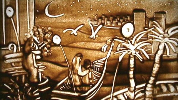 600x339 Sand Painting Performance Artist Sand Performer Live Sand Painter - Sand Art Painting