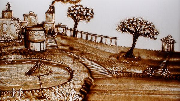 600x337 Sand Performance, Sand Artist In Paris Carrousel Du Louvre - Sand Art Painting