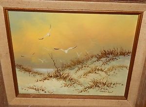 300x219 Gorman Original Oil On Canvas White Sand Beach Painting Ebay - Sand Beach Painting