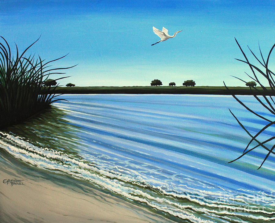 900x728 Sandy Beach Painting By Elizabeth Robinette Tyndall - Sand Beach Painting