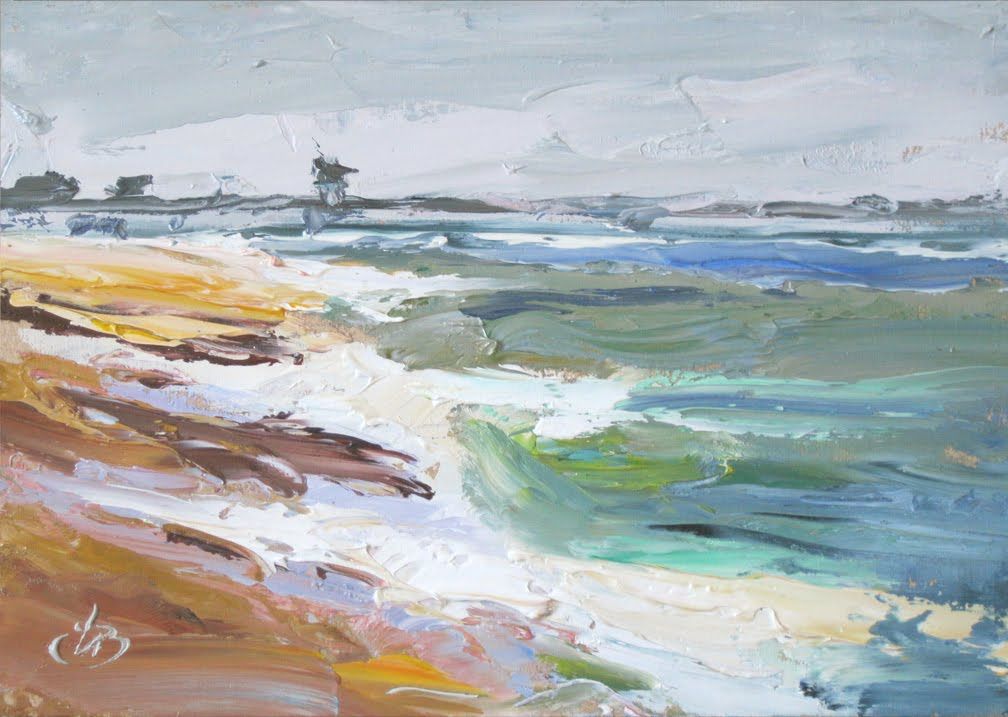1008x717 Tom Brown Fine Art Surf And Sand, Tom Brown Plein Air Beach - Sand Beach Painting