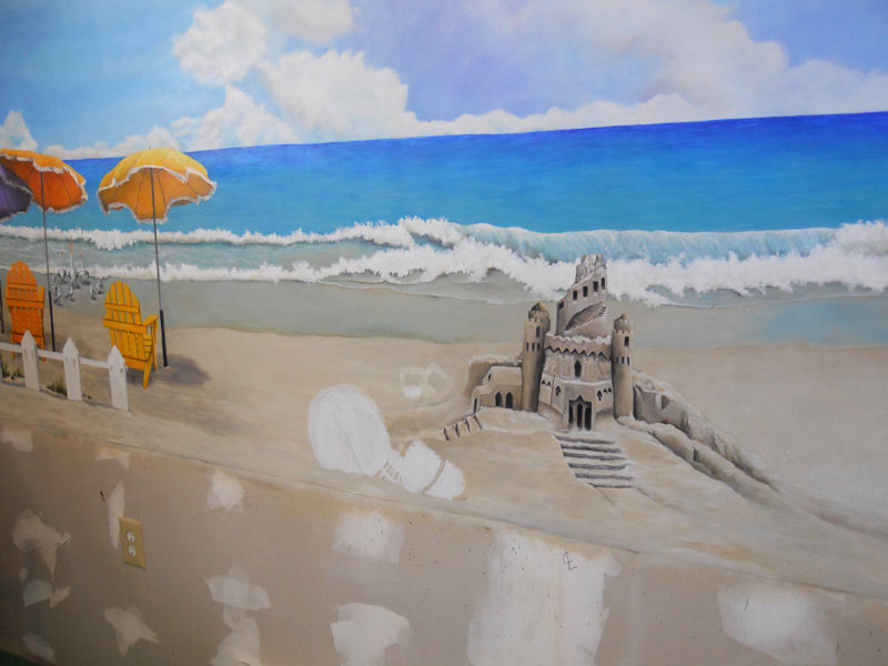 800x600 Nebraska Artist Beach Sandcastle Mural - Sandcastle Painting