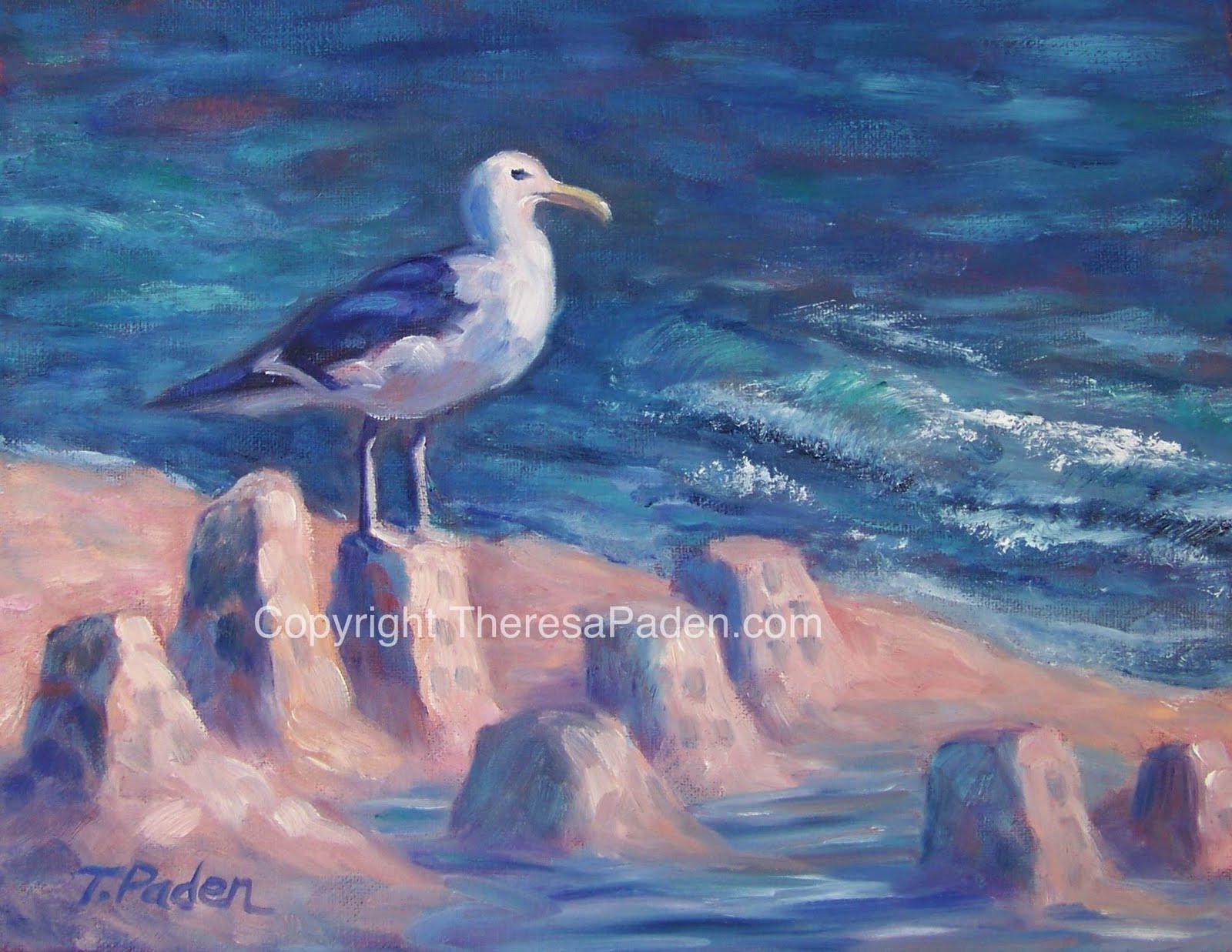 1600x1237 Paintings By Theresa Paden Seagull On A Sandcastle, Affordable - Sandcastle Painting