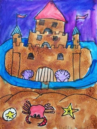 339x450 Sandcastle Salt And Watercolor Painting Art Project - Sandcastle Painting