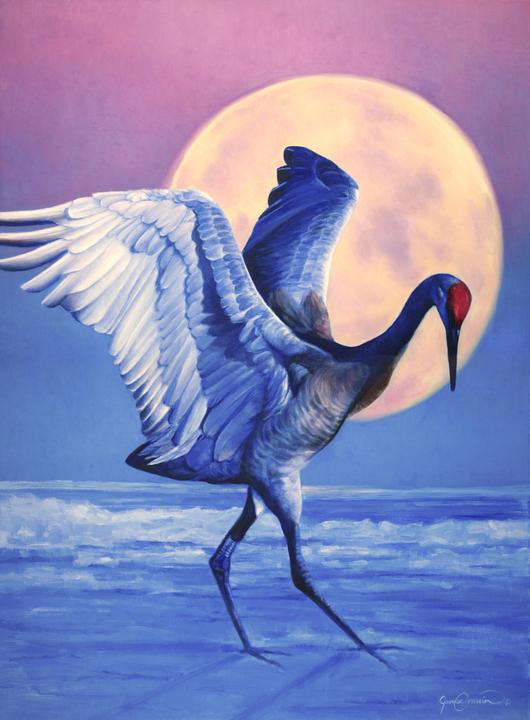 530x720 Moon Dancer - Sandhill Crane Painting