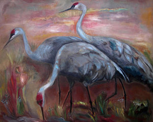 300x240 Sandhill Crane Paintings Fine Art America - Sandhill Crane Painting