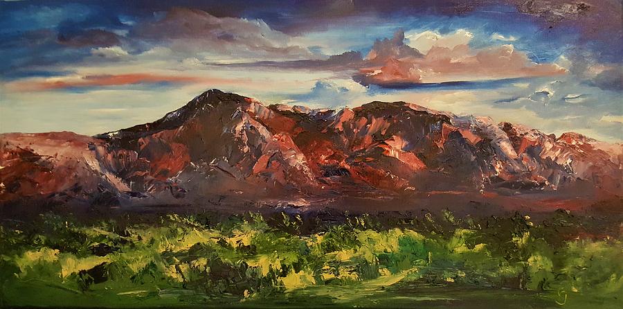 900x446 Sandia Mountains New Mexico Painting By Cheryl Nancy Ann Gordon - Sandia Mountains Painting