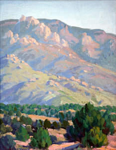 233x300 Sandia Sketch Painting By Douglas Turner - Sandia Mountains Painting